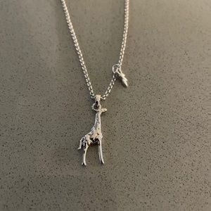 New lia sophia Lanky giraffe necklace silver tone